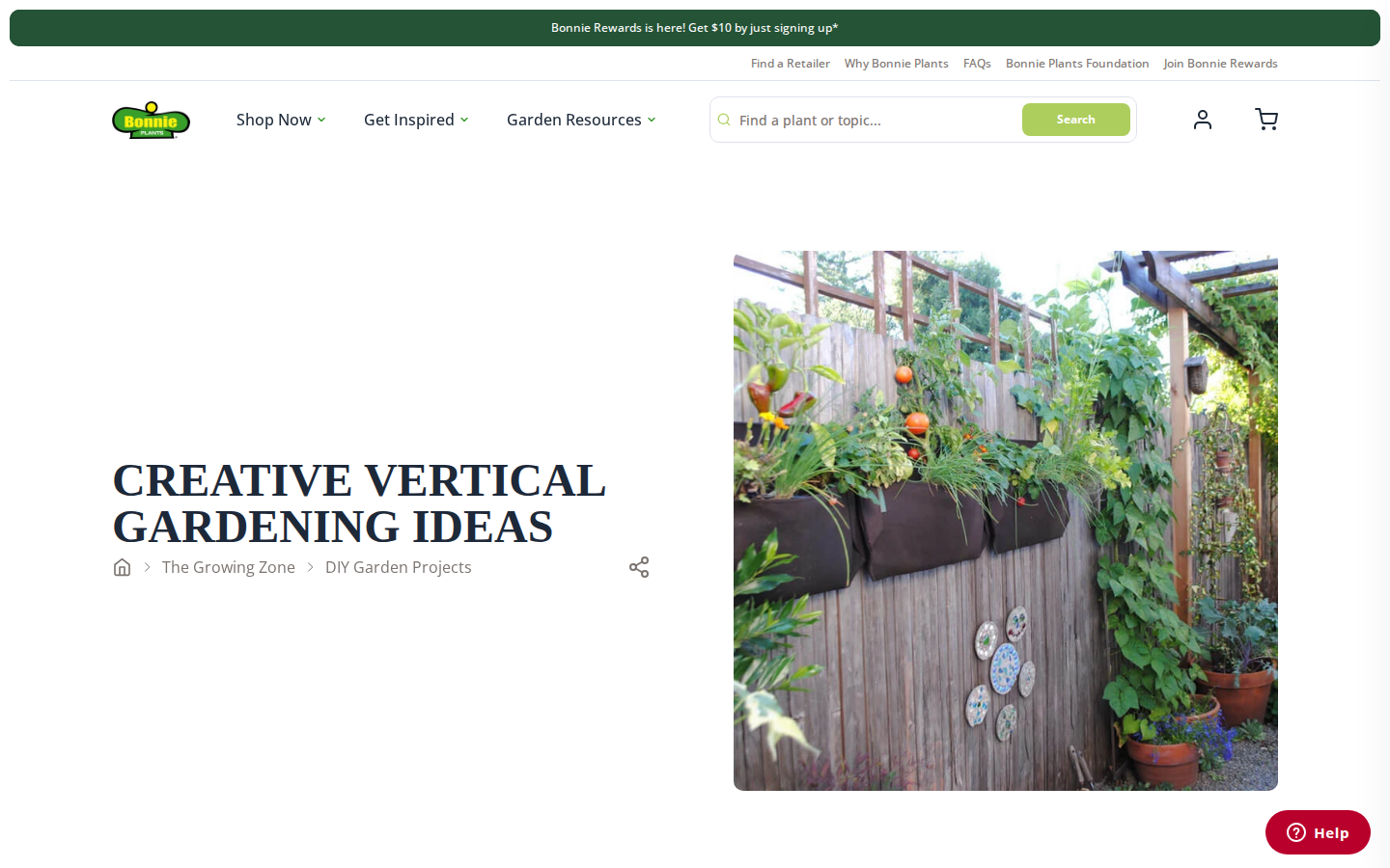 Bonnie Plants vertical gardening ideas article with growing tips