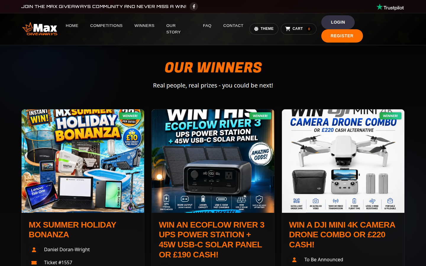 Max Giveaways previous winners gallery