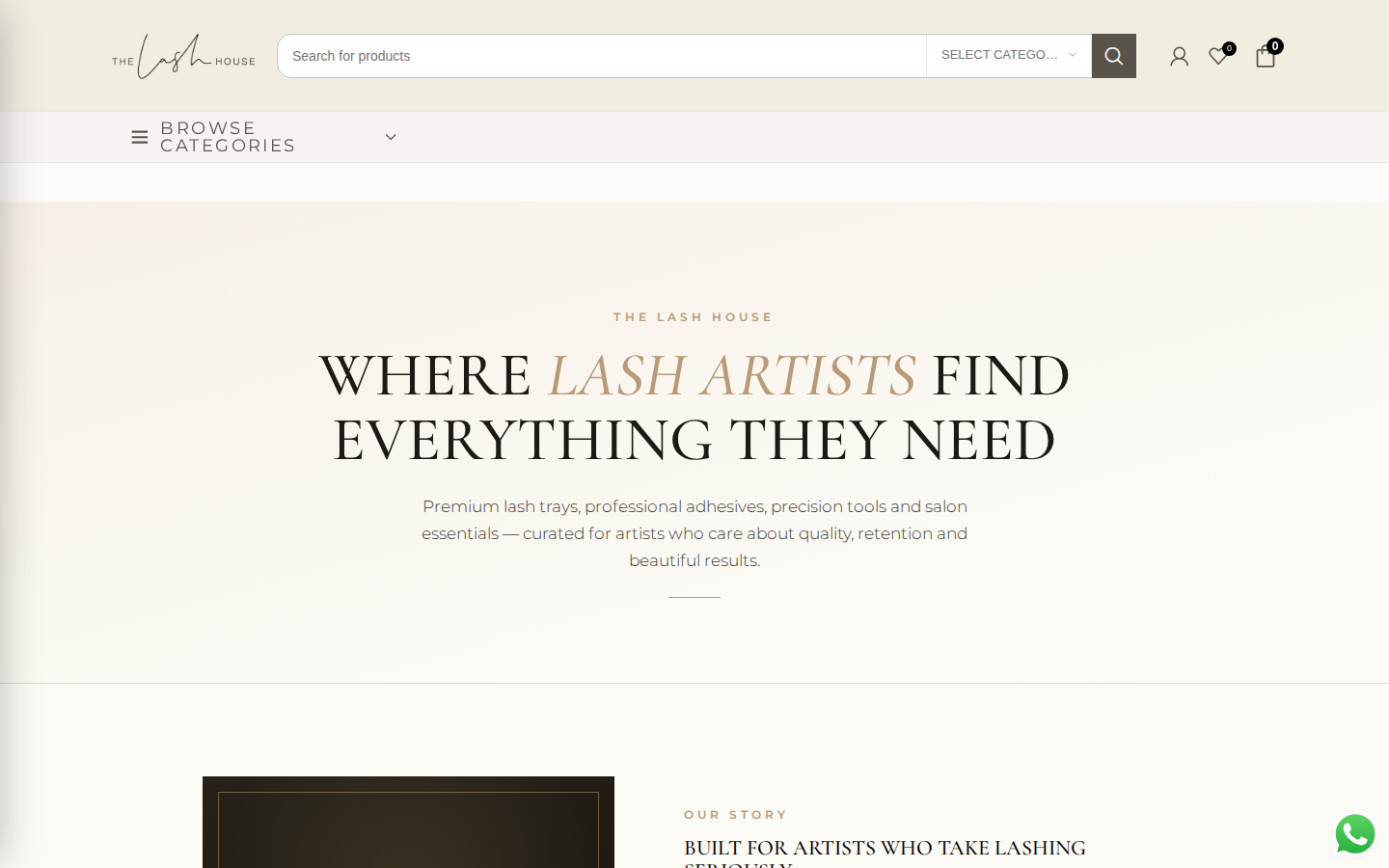 The Lash House about page with brand story for lash artists
